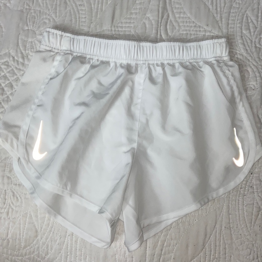 White Nike workout shorts